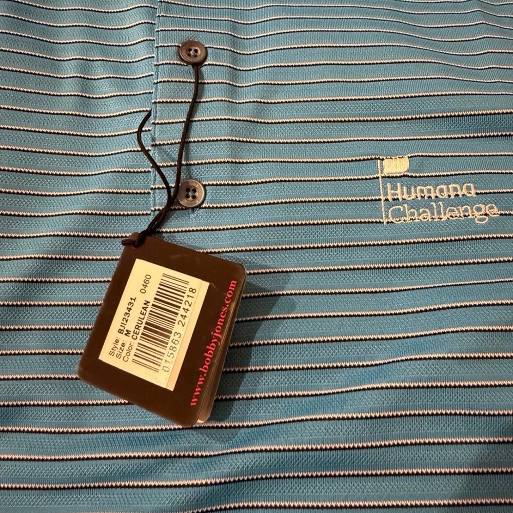 Humana challenge Bobby Jones Teal Polo with Striped Collar